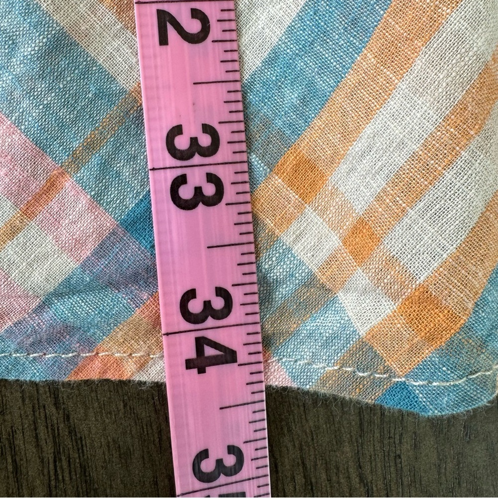 Drew Puff Sleeve Cottage Tiered Midi Dress Plaid Tan Pink Blue Multi Sz S - Picture 10 of 11